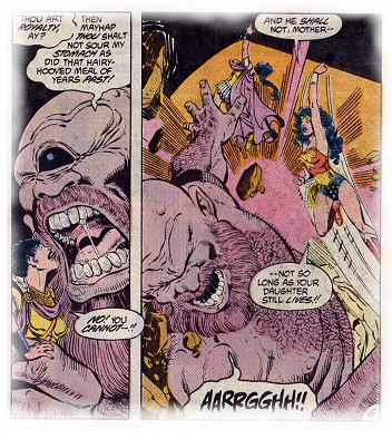Wonder Woman rescues her mother from the Cyclops's clutches!