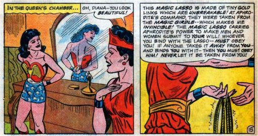 later in the queen's chamber, Diana puts on her costume
