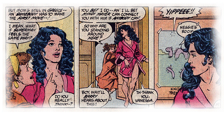 Vanessa hastes Diana out of her room and tells her to call Myndi immediately to arrange a meeting with Superman!