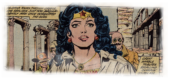 Wonder Woman visits many ancient sites in Greece...