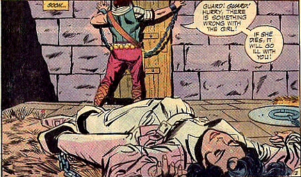 Diana plays posum while Ranagor summons the guard...