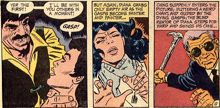 Lemuel tries to strangle the struggling Diana as I Ching leaps to her aid!
