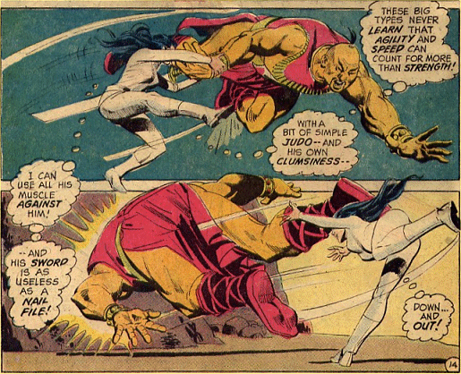 Diana judo throws the swordsman!
