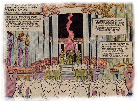 The Amazons gather in the Temple 
