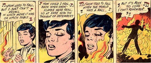 As Julie sings, the flames close in around her...