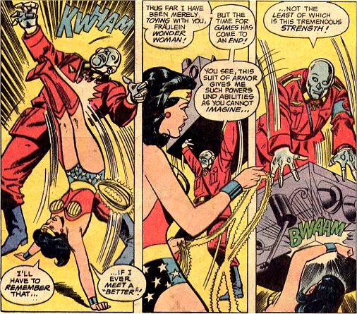 Wonder Woman tanlges with the powerful Red Panzer!