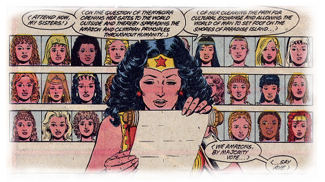 Wonder Woman reads out the ballot result...