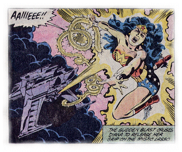 As Wonder Woman tries to save the aliens, they ruthlessly blast her!