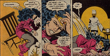 Wonder Woman collapses after having been poisoned!