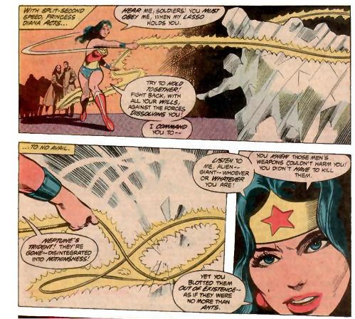 As Wonder Woman and the others watch in horror, the soldiers begin to dissolve into polychromatic, multifaceted prisms gleaming like crystals.