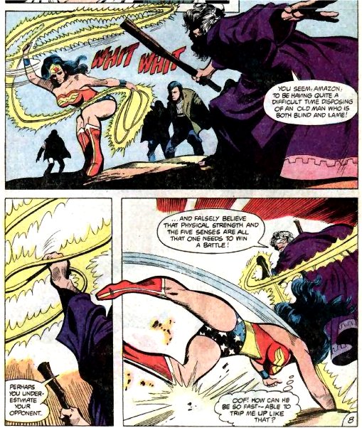 Bellerophon pulls a shocked Amazon Princess off her feet!