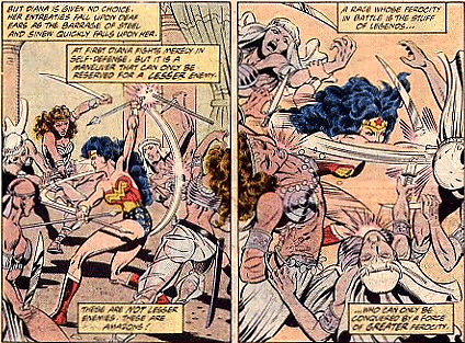 Wonder Woman battles the horde of advancing Amazons!