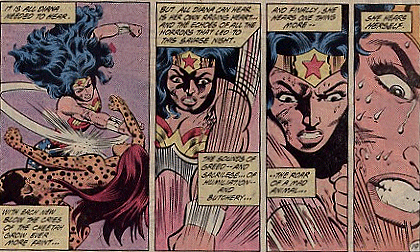 The Amazon warrior in Wonder Woman drives her to the point of pure rage as she pummels her foe without mercy!