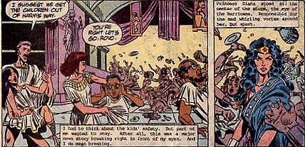 Cantwell, Lin Koo, Quashi and Lois make their escape as Diana watches them go...