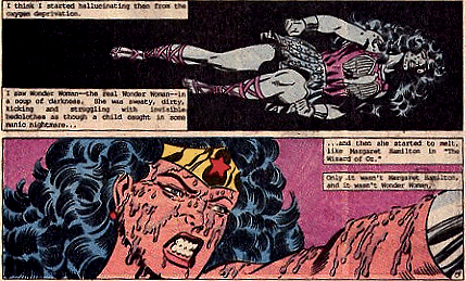 Wonder Woman struggles mentally against her doppelganger, slowly overcoming it...