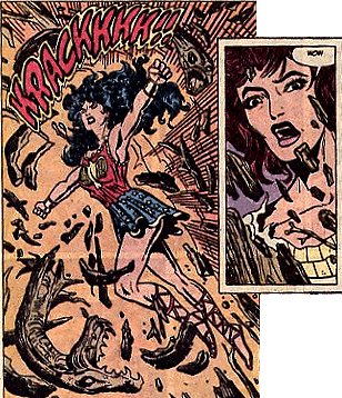 Wonder Woman explodes from her bark encrusted prison as an awe inspired Lois watches!