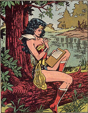 Wonder Woman composes her letter to her friend and mentor Julia.