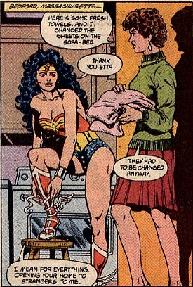 Wonder Woman and Etta exchange pleasantries...