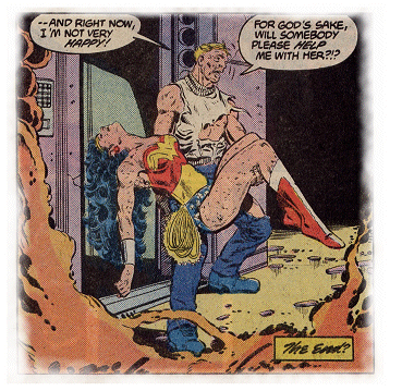 Steve holds the lifeless body of Wonder Woman in his arms!