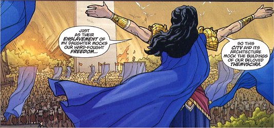 Queen Hippolyta addresses her army...