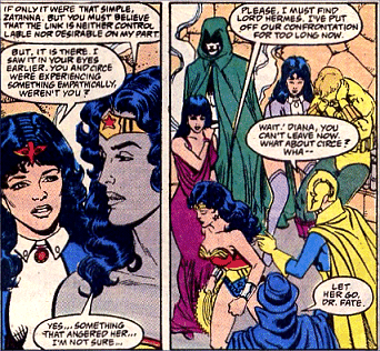 Wonder Woman and Zatanna discuss the psychic link between Diana and Circe...