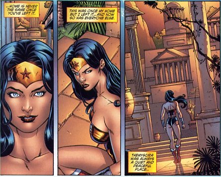 Wonder Woman arrives at Themyscira...