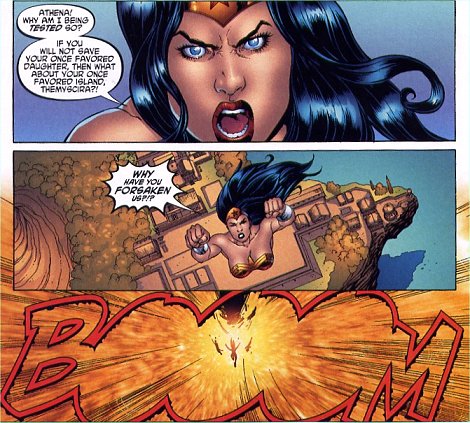 Wonder Woman charges at the missile dead one!