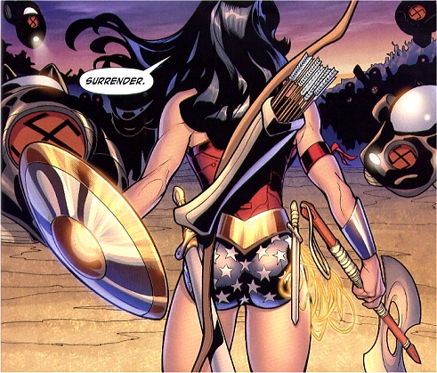 Wonder Woman confronts her foes...