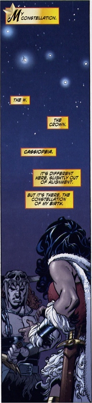 Diana sees her birth constellation overhead...