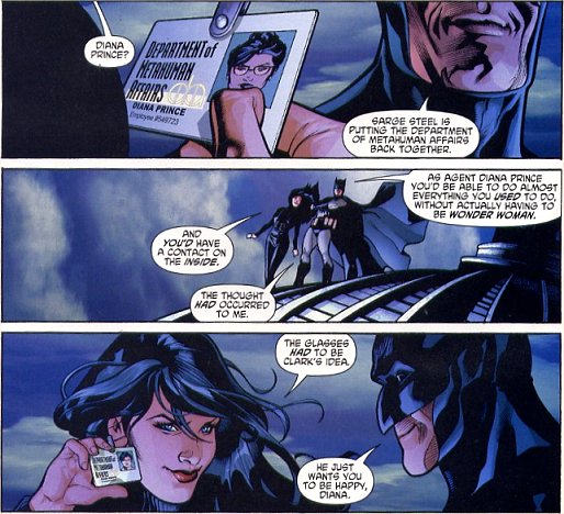 Batman provides Diana with a new secret identity...