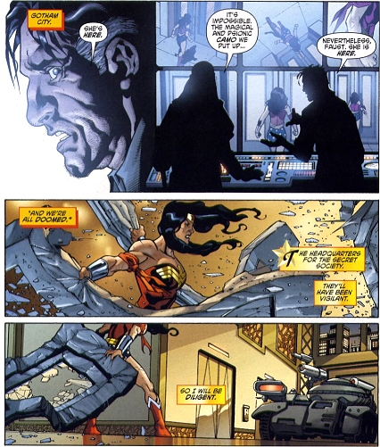 Wonder Woman attacks the Secret Society's HQ!
