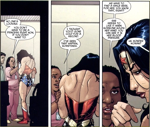 Wonder Woman is comforted by Tamika