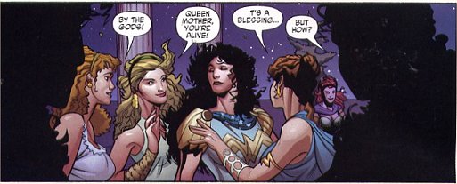 The Amazons are overjoyed to see the resurrected Hippolyta!